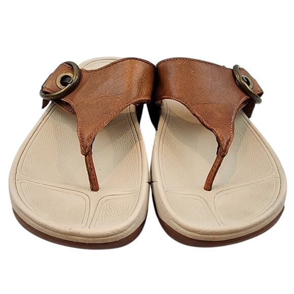 Flipflop Hooper 125-113 Toffee Tan Leather Thong Sandal Womens Sz 8–Gently Used - Picture 3 of 7